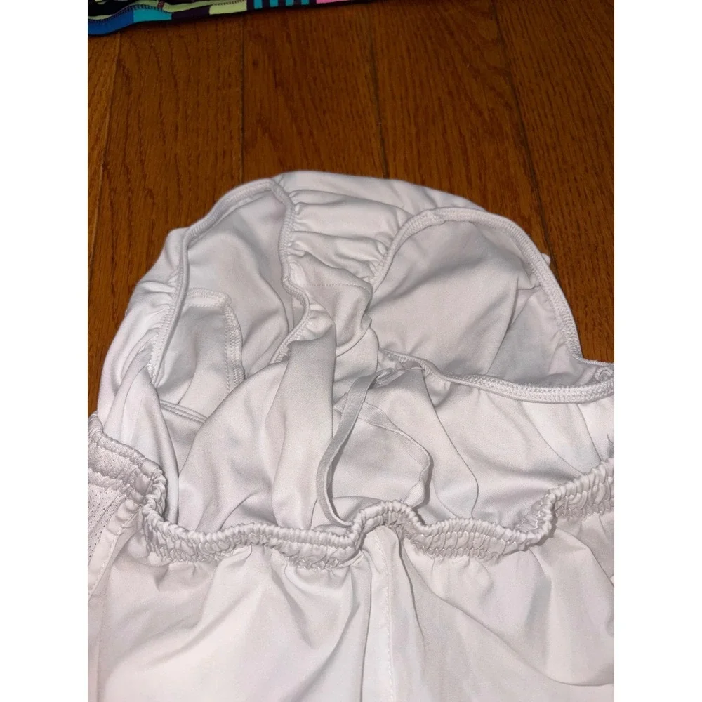 Nike Dri-FIT White Shorts and Ivivva Striped Crisscross Sports Bra Set Kids M
